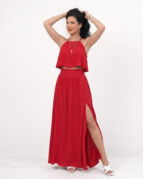 Ropa de moda,  Outfit mujer,  conjuntos frescos,  Conjuntos de falda y blusa,  conjuntos cortos,  conjuntos comodos,  conjuntos casuales,  conjuntos,  conjunto mujer,  conjunto corto,  conjunto con falda,  Conjuntos con falda y blusa,  Conjunto con falda y blusa Rojo,    conjunto de falda y blusa Rojo, conjunto elegante, conjuntos elegantes