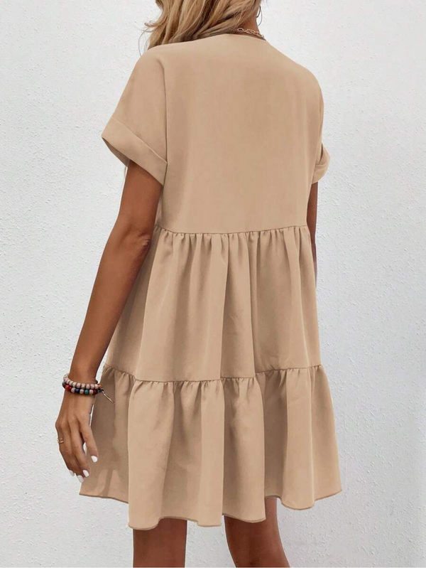 Vestidos mujer, atributo, atributo.co, Vestidos elegantes, Vestidos corto, Vestidos casuales, vestidos, Vestido corto, Vestido, Ropa de moda, Outfit mujer, vestido beige, vestido corto beige