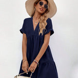 Vestidos mujer, atributo, atributo.co, Vestidos elegantes, Vestidos corto, Vestidos casuales, vestidos, Vestido corto, Vestido, Ropa de moda, Outfit mujer, vestido azul, vestido corto azul