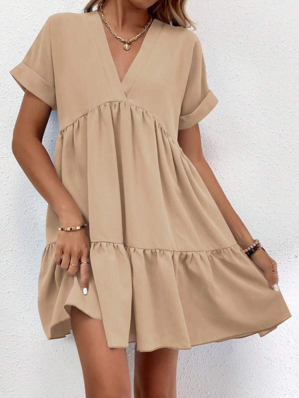 Vestidos mujer, atributo, atributo.co, Vestidos elegantes, Vestidos corto, Vestidos casuales, vestidos, Vestido corto, Vestido, Ropa de moda, Outfit mujer, vestido beige, vestido corto beige