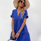 Vestidos mujer, atributo, atributo.co, Vestidos elegantes, Vestidos corto, Vestidos casuales, vestidos, Vestido corto, Vestido, Ropa de moda, Outfit mujer, vestido azul, vestido corto azul