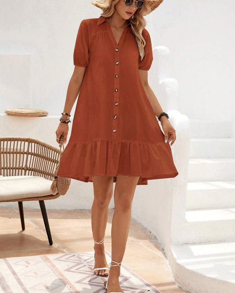 Vestidos mujer, atributo, atributo.co, Vestidos elegantes, Vestidos corto, Vestidos casuales, vestidos, Vestido corto, Vestido, Ropa de moda, Outfit mujer, vestido, vestido corto marron, vestido marron