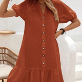 Vestidos mujer, atributo, atributo.co, Vestidos elegantes, Vestidos corto, Vestidos casuales, vestidos, Vestido corto, Vestido, Ropa de moda, Outfit mujer, vestido, vestido corto marron, vestido marron