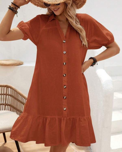 Vestidos mujer, atributo, atributo.co, Vestidos elegantes, Vestidos corto, Vestidos casuales, vestidos, Vestido corto, Vestido, Ropa de moda, Outfit mujer, vestido, vestido corto marron, vestido marron