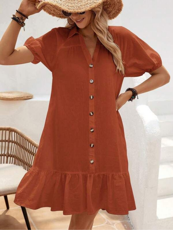 Vestidos mujer, atributo, atributo.co, Vestidos elegantes, Vestidos corto, Vestidos casuales, vestidos, Vestido corto, Vestido, Ropa de moda, Outfit mujer, vestido, vestido corto marron, vestido marron