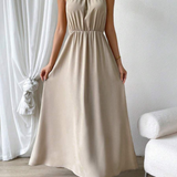 Vestidos mujer, atributo, atributo.co, Vestidos elegantes, Vestidos largo, Vestidos casuales, vestidos, Vestido largo, Vestido, Ropa de moda, Outfit mujer, vestido Champagne, vestido largo Champagne