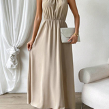 Vestidos mujer, atributo, atributo.co, Vestidos elegantes, Vestidos largo, Vestidos casuales, vestidos, Vestido largo, Vestido, Ropa de moda, Outfit mujer, vestido Champagne, vestido largo Champagne