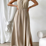 Vestidos mujer, atributo, atributo.co, Vestidos elegantes, Vestidos largo, Vestidos casuales, vestidos, Vestido largo, Vestido, Ropa de moda, Outfit mujer, vestido Champagne, vestido largo Champagne