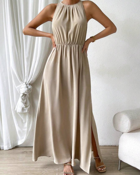 Vestidos mujer, atributo, atributo.co, Vestidos elegantes, Vestidos largo, Vestidos casuales, vestidos, Vestido largo, Vestido, Ropa de moda, Outfit mujer, vestido Champagne, vestido largo Champagne