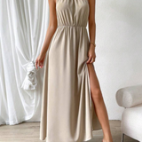 Vestidos mujer, atributo, atributo.co, Vestidos elegantes, Vestidos largo, Vestidos casuales, vestidos, Vestido largo, Vestido, Ropa de moda, Outfit mujer, vestido Champagne, vestido largo Champagne