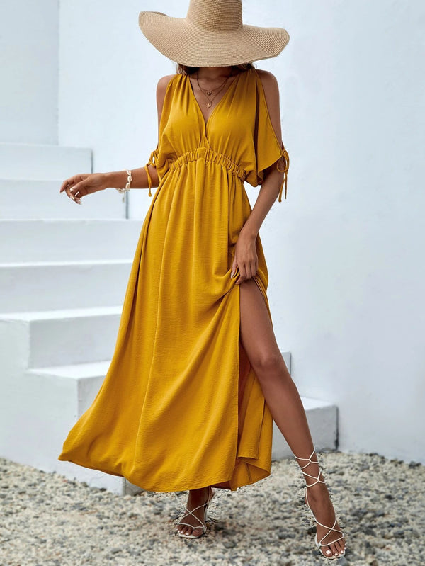 Vestidos mujer, atributo, atributo.co, Vestidos elegantes, Vestidos largo, Vestidos casuales, vestidos, Vestido largo, Vestido, Ropa de moda, Outfit mujer, vestido, vestido largo, vestido amarillo, vestido dorado
