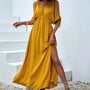 Vestidos mujer, atributo, atributo.co, Vestidos elegantes, Vestidos largo, Vestidos casuales, vestidos, Vestido largo, Vestido, Ropa de moda, Outfit mujer, vestido, vestido largo, vestido amarillo, vestido dorado