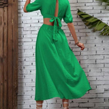 Vestidos mujer, atributo, atributo.co, Vestidos elegantes, Vestidos largo, Vestidos casuales, vestidos, Vestido largo, Vestido, Ropa de moda, Outfit mujer, vestido verde, vestido largo verde