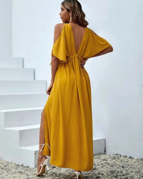 Vestidos mujer, atributo, atributo.co, Vestidos elegantes, Vestidos largo, Vestidos casuales, vestidos, Vestido largo, Vestido, Ropa de moda, Outfit mujer, vestido, vestido largo, vestido amarillo, vestido dorado