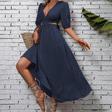 Vestidos mujer, atributo, atributo.co, Vestidos elegantes, Vestidos largo, Vestidos casuales, vestidos, Vestido largo, Vestido, Ropa de moda, Outfit mujer, vestido azul, vestido largo azul