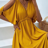 Vestidos mujer, atributo, atributo.co, Vestidos elegantes, Vestidos largo, Vestidos casuales, vestidos, Vestido largo, Vestido, Ropa de moda, Outfit mujer, vestido, vestido largo, vestido amarillo, vestido dorado