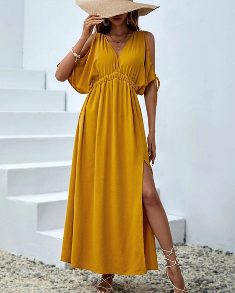 Vestidos mujer, atributo, atributo.co, Vestidos elegantes, Vestidos largo, Vestidos casuales, vestidos, Vestido largo, Vestido, Ropa de moda, Outfit mujer, vestido, vestido largo, vestido amarillo, vestido dorado