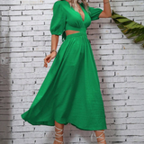 Vestidos mujer, atributo, atributo.co, Vestidos elegantes, Vestidos largo, Vestidos casuales, vestidos, Vestido largo, Vestido, Ropa de moda, Outfit mujer, vestido verde, vestido largo verde