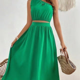 Ropa de moda,  Outfit mujer,  conjuntos frescos,  conjuntos cortos,  conjuntos comodos,  conjuntos casuales,  Conjuntos,  Conjunto Mujer,  Conjunto de falda y blusa,  Conjunto Corto,  conjunto con falda,  Conjunto con falda y blusa verde,  Conjunto verde,